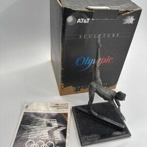 Vintage Marcel Jovine Pewter Sculpture 1984 Olympics Gymnast AT&T for Telephone